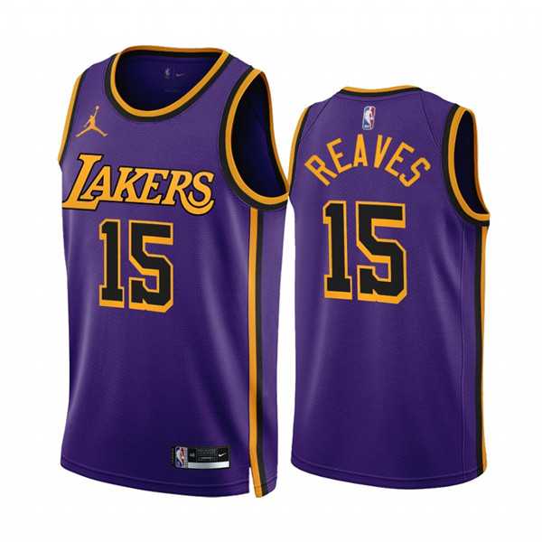 Men%27s Los Angeles Lakers #15 Austin Reaves 2022-23 Purple Statement Edition Stitched Basketball Jersey